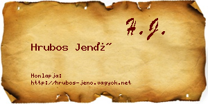 Hrubos Jenő névjegykártya